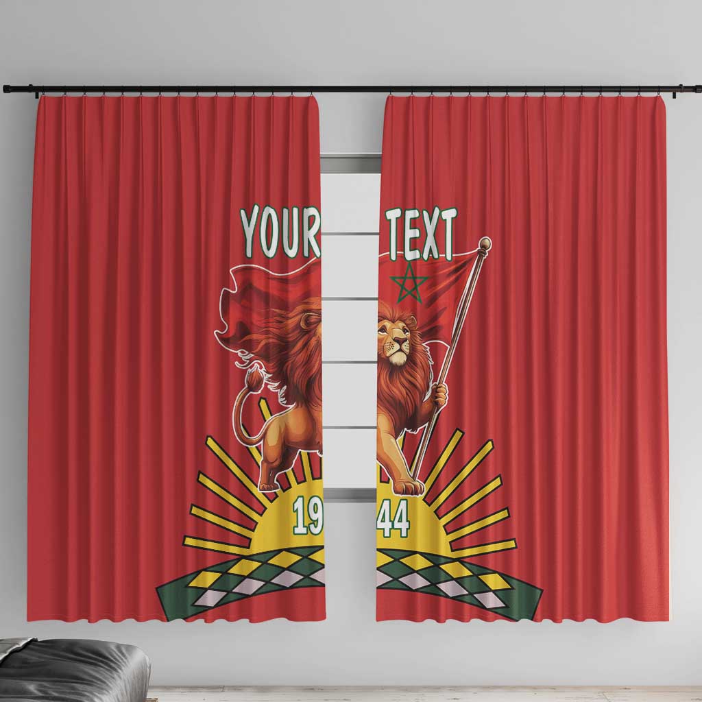 Personalized Morocco Proclamation Day 1944 Window Curtain Barbary Lion With Flag - Wonder Print Shop