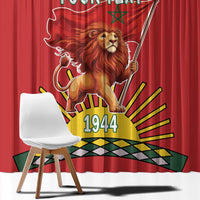 Personalized Morocco Proclamation Day 1944 Window Curtain Barbary Lion With Flag - Wonder Print Shop