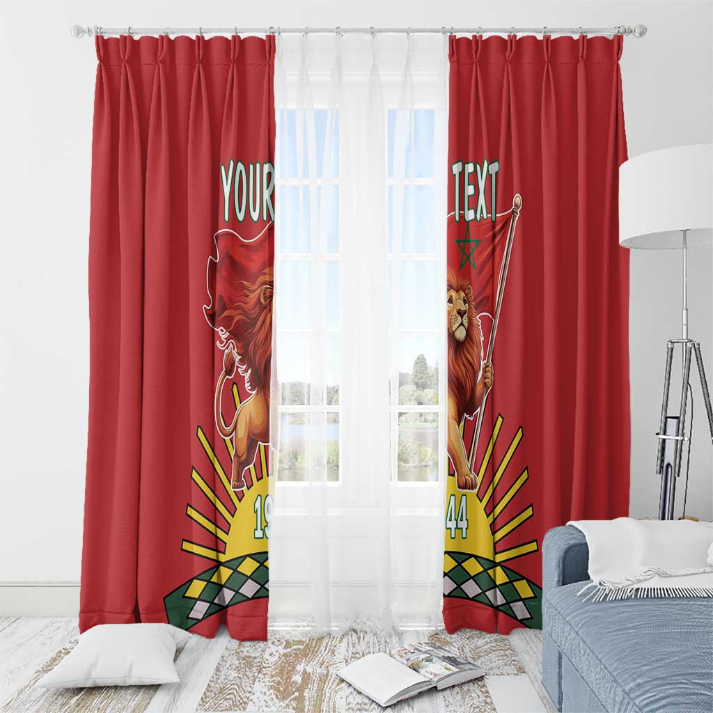 Personalized Morocco Proclamation Day 1944 Window Curtain Barbary Lion With Flag - Wonder Print Shop