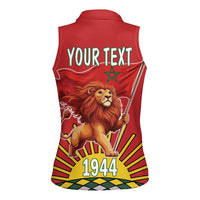 Personalized Morocco Proclamation Day 1944 Women Sleeveless Polo Shirt Barbary Lion With Flag - Wonder Print Shop