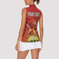 Personalized Morocco Proclamation Day 1944 Women Sleeveless Polo Shirt Barbary Lion With Flag - Wonder Print Shop