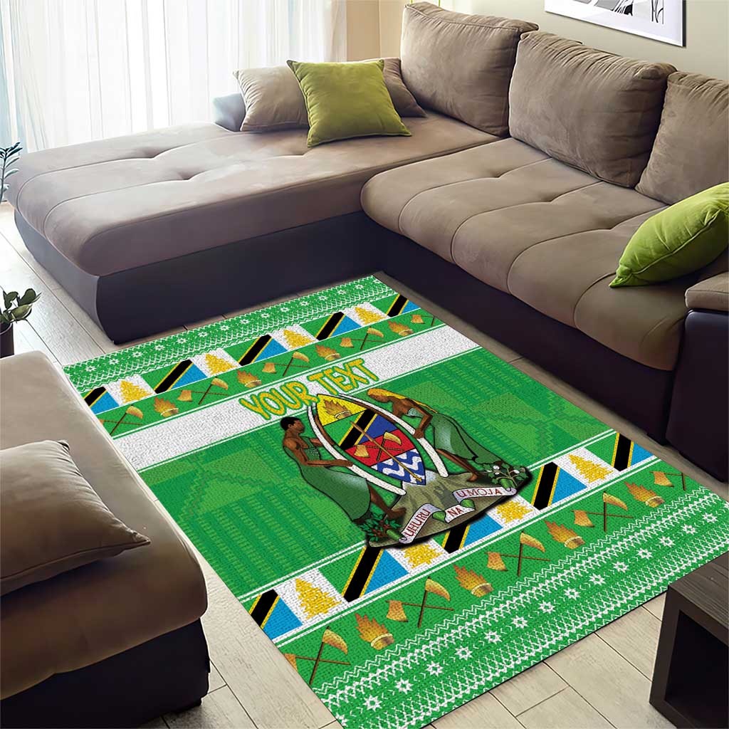Personalized Tanzania Christmas Area Rug Uhuru na Umoja Heri ya Krismasi - Wonder Print Shop