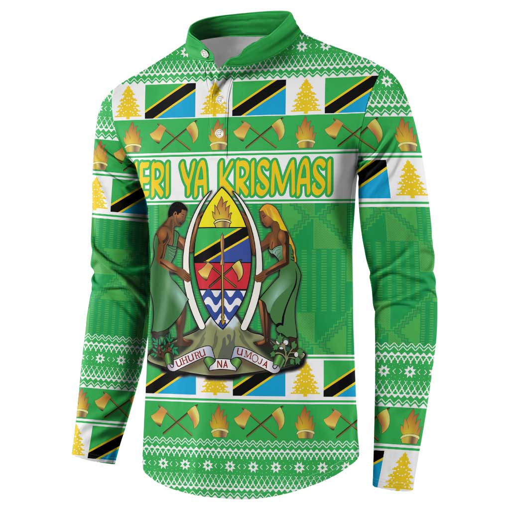 Personalized Tanzania Christmas Button Sweatshirt Uhuru na Umoja Heri ya Krismasi - Wonder Print Shop