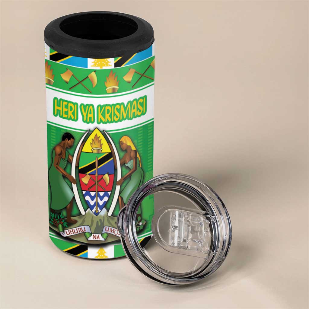 Personalized Tanzania Christmas 4 in 1 Can Cooler Tumbler Uhuru na Umoja Heri ya Krismasi - Wonder Print Shop