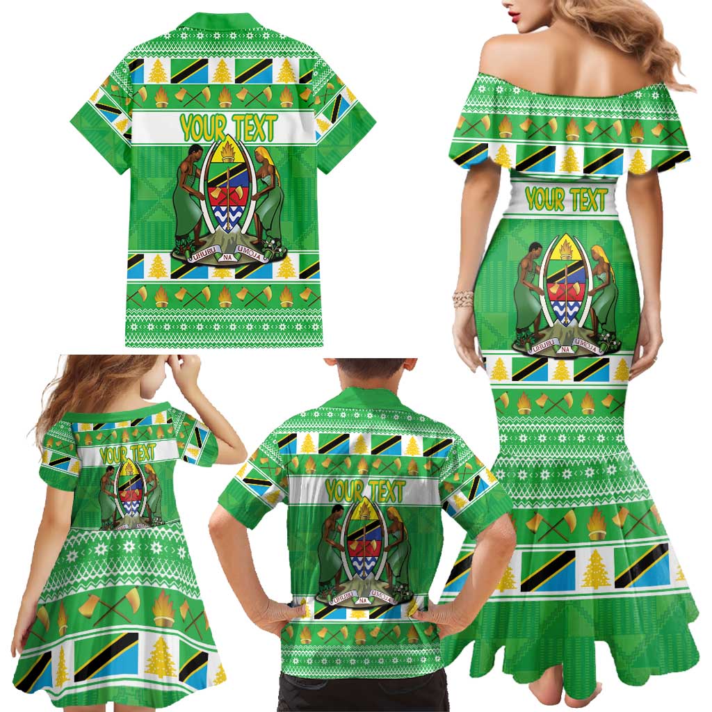 Personalized Tanzania Christmas Family Matching Mermaid Dress and Hawaiian Shirt Uhuru na Umoja Heri ya Krismasi - Wonder Print Shop