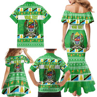 Personalized Tanzania Christmas Family Matching Mermaid Dress and Hawaiian Shirt Uhuru na Umoja Heri ya Krismasi - Wonder Print Shop