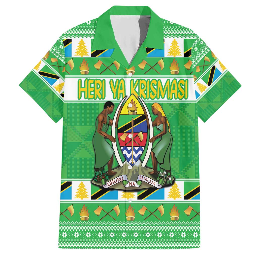 Personalized Tanzania Christmas Family Matching Short Sleeve Bodycon Dress and Hawaiian Shirt Uhuru na Umoja Heri ya Krismasi - Wonder Print Shop