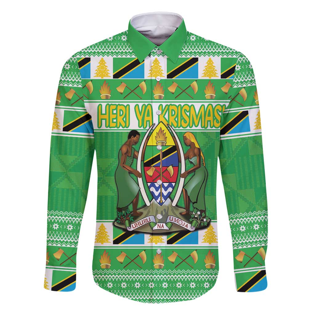 Personalized Tanzania Christmas Family Matching Tank Maxi Dress and Hawaiian Shirt Uhuru na Umoja Heri ya Krismasi - Wonder Print Shop