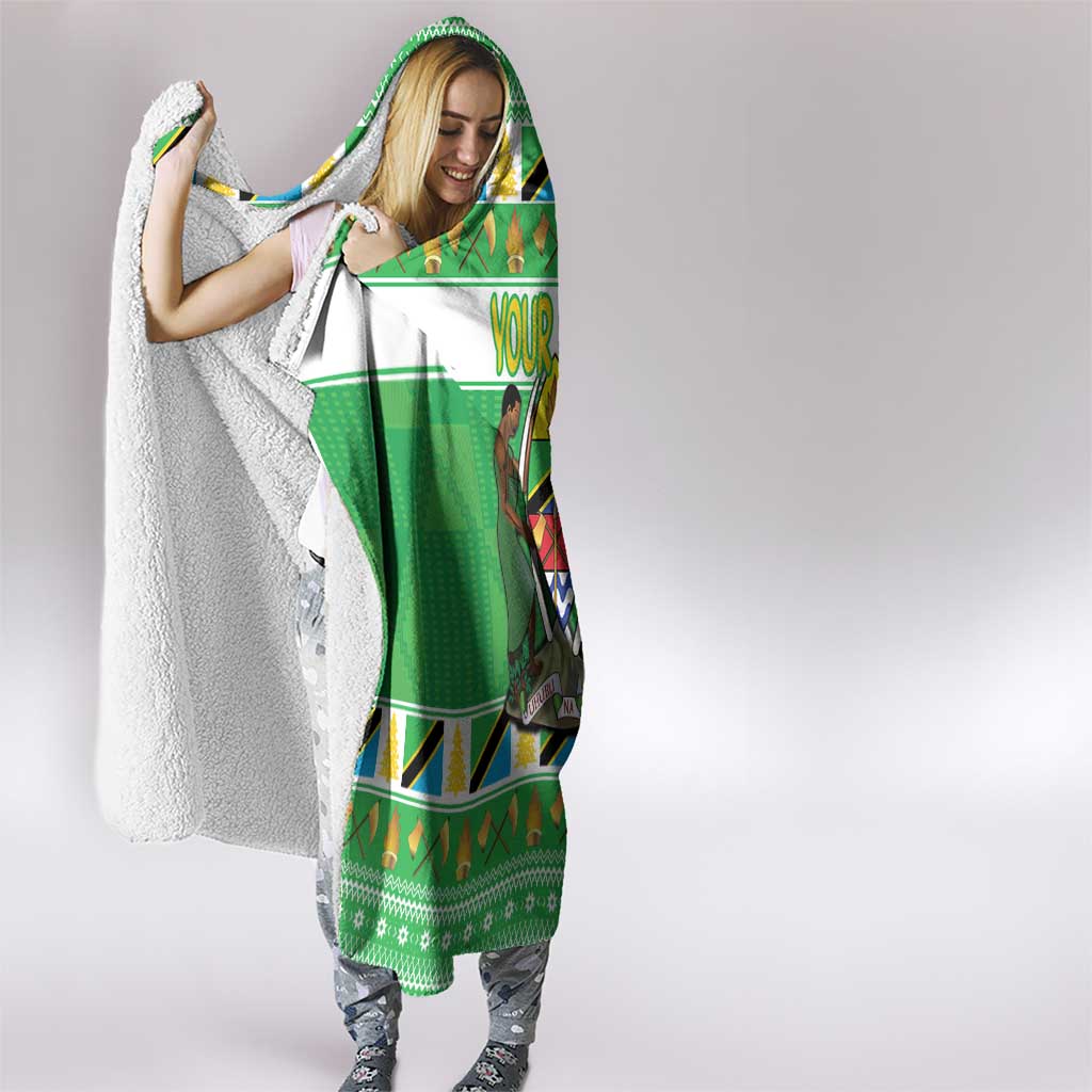 Personalized Tanzania Christmas Hooded Blanket Uhuru na Umoja Heri ya Krismasi