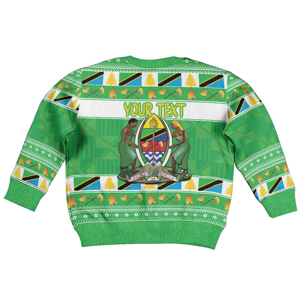 Personalized Tanzania Christmas Kid Ugly Christmas Sweater Uhuru na Umoja Heri ya Krismasi - Wonder Print Shop
