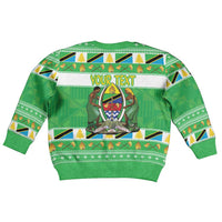 Personalized Tanzania Christmas Kid Ugly Christmas Sweater Uhuru na Umoja Heri ya Krismasi - Wonder Print Shop