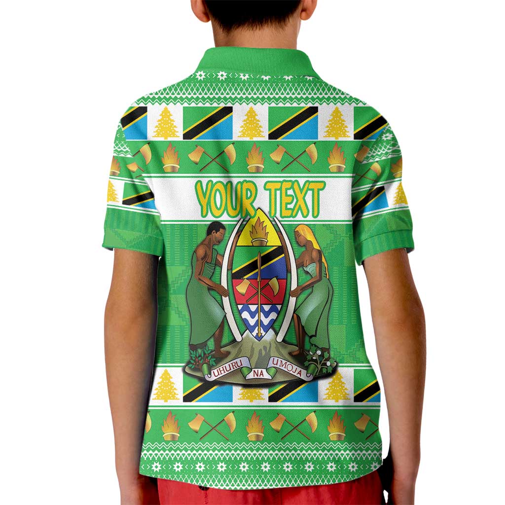 Personalized Tanzania Christmas Kid Polo Shirt Uhuru na Umoja Heri ya Krismasi - Wonder Print Shop