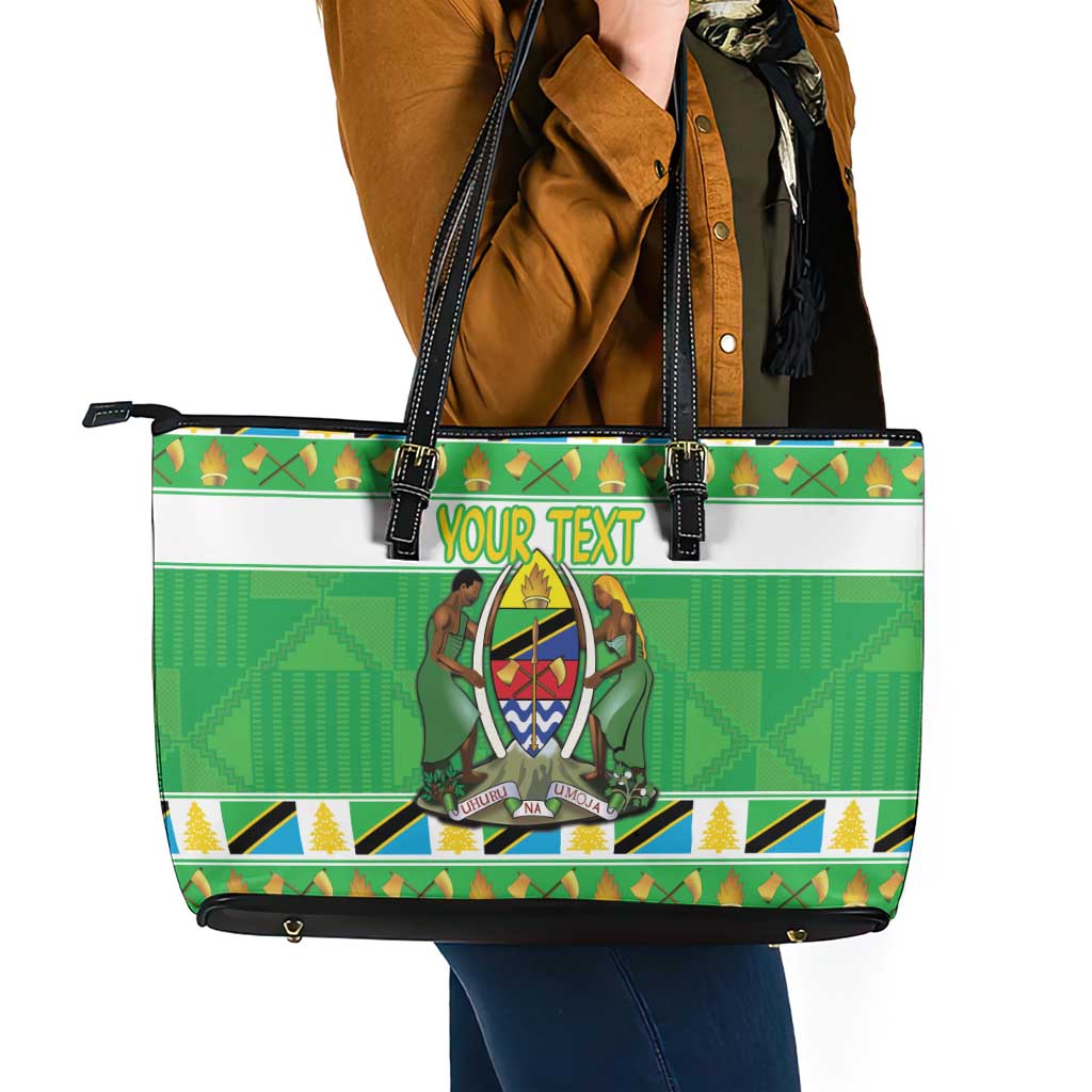Personalized Tanzania Christmas Leather Tote Bag Uhuru na Umoja Heri ya Krismasi - Wonder Print Shop
