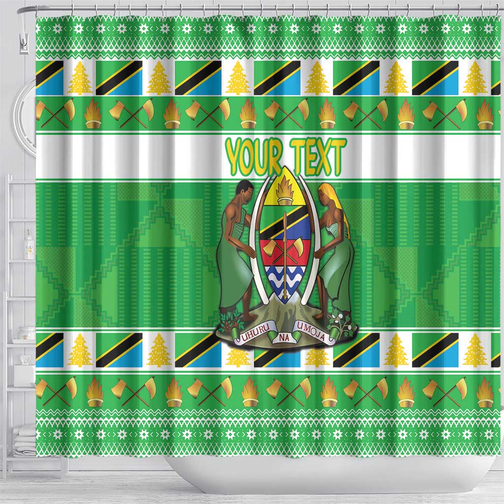 Personalized Tanzania Christmas Shower Curtain Uhuru na Umoja Heri ya Krismasi