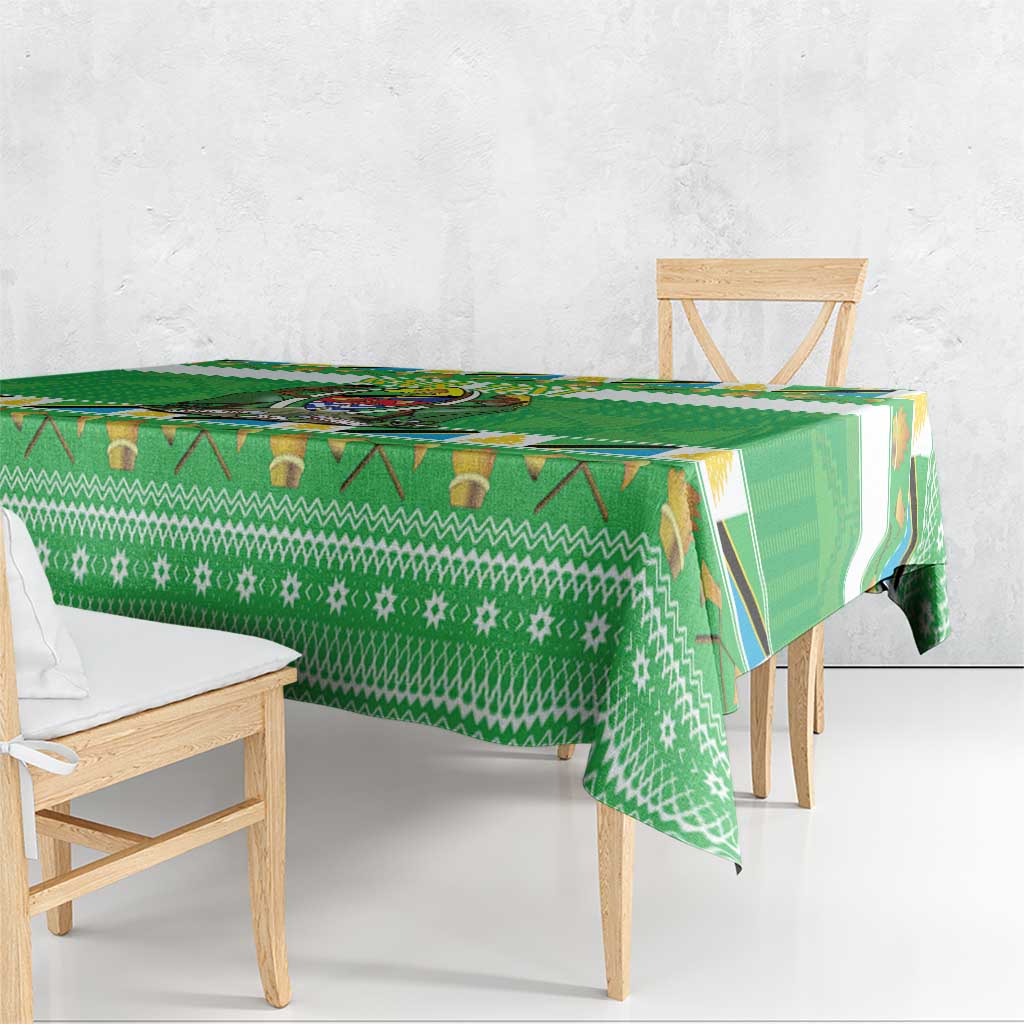 Personalized Tanzania Christmas Tablecloth Uhuru na Umoja Heri ya Krismasi - Wonder Print Shop