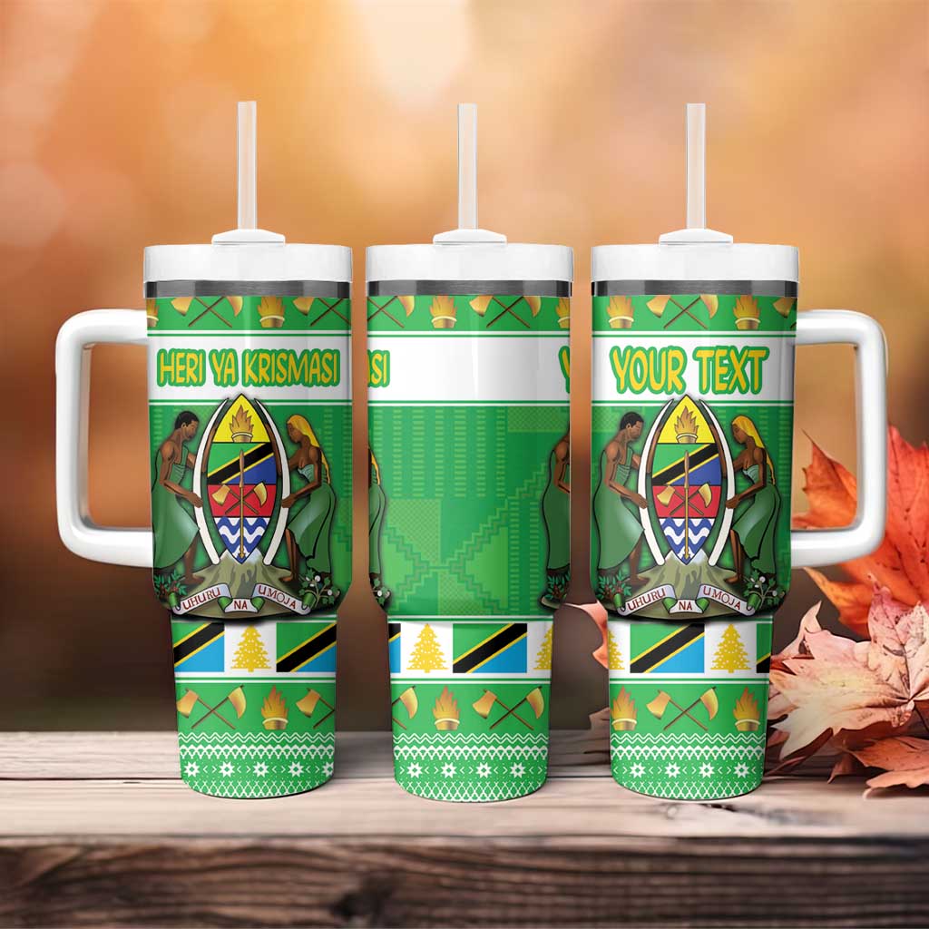 Personalized Tanzania Christmas Tumbler With Handle Uhuru na Umoja Heri ya Krismasi - Wonder Print Shop