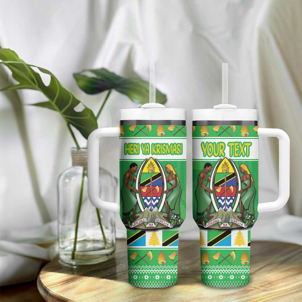 Personalized Tanzania Christmas Tumbler With Handle Uhuru na Umoja Heri ya Krismasi - Wonder Print Shop