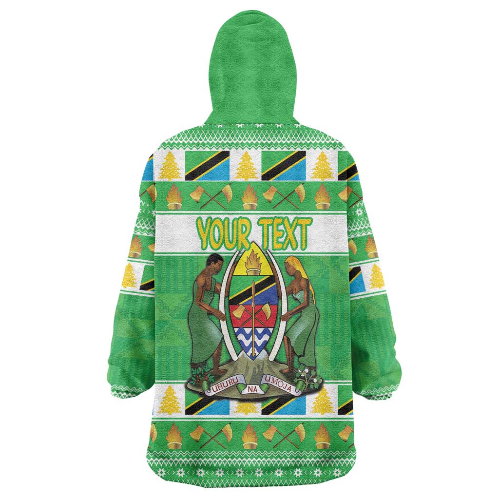 Personalized Tanzania Christmas Wearable Blanket Hoodie Uhuru na Umoja Heri ya Krismasi - Wonder Print Shop