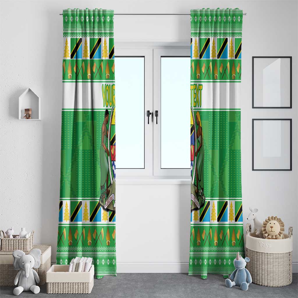 Personalized Tanzania Christmas Window Curtain Uhuru na Umoja Heri ya Krismasi - Wonder Print Shop