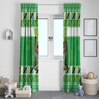 Personalized Tanzania Christmas Window Curtain Uhuru na Umoja Heri ya Krismasi - Wonder Print Shop