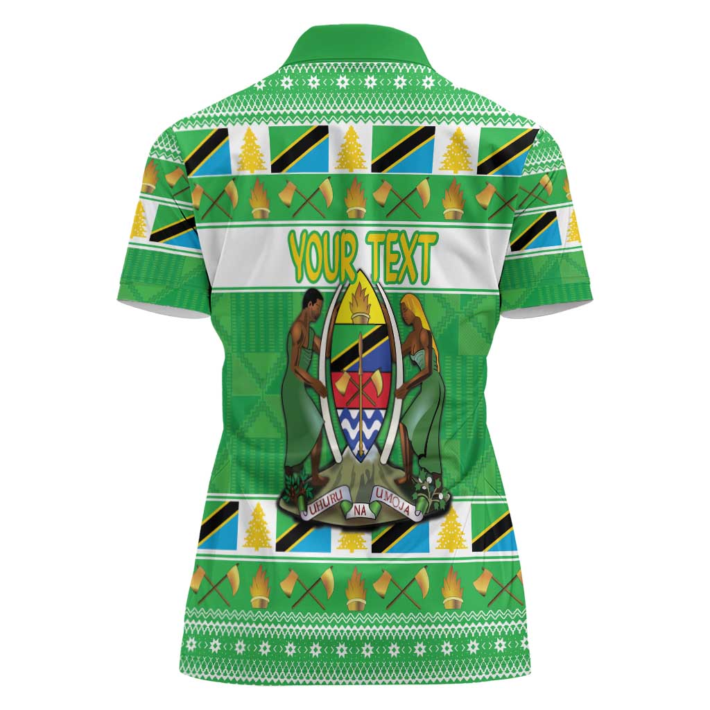 Personalized Tanzania Christmas Women Polo Shirt Uhuru na Umoja Heri ya Krismasi - Wonder Print Shop