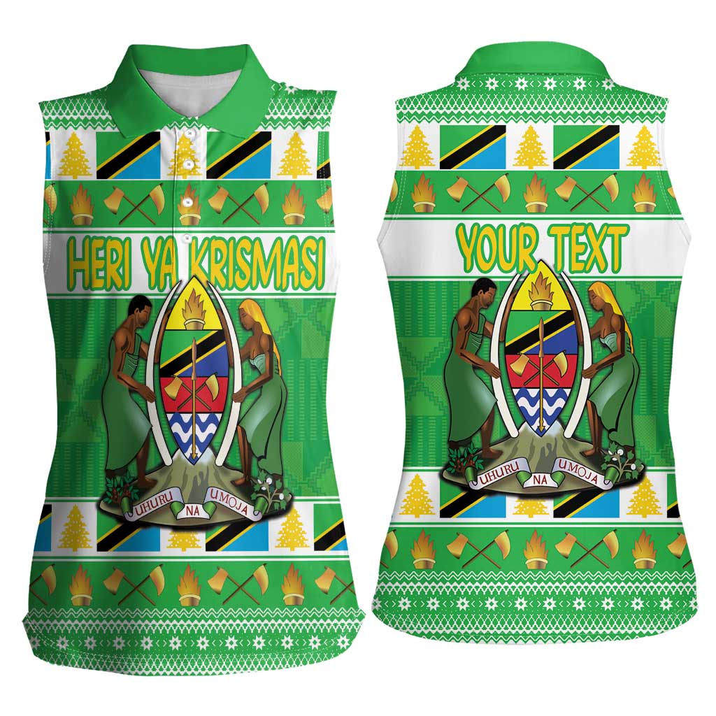 Personalized Tanzania Christmas Women Sleeveless Polo Shirt Uhuru na Umoja Heri ya Krismasi - Wonder Print Shop