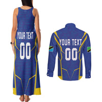 Custom Tanzania Football Couples Matching Tank Maxi Dress and Long Sleeve Button Shirt Taifa Stars Sporty Style - Wonder Print Shop