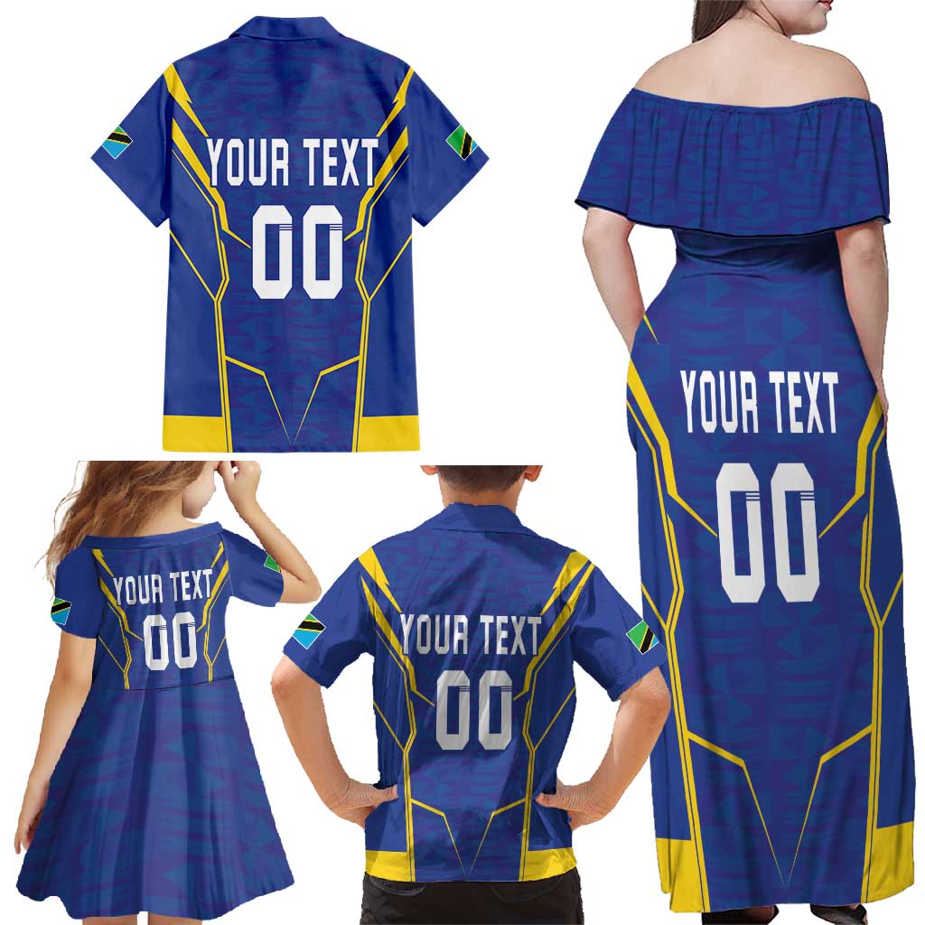 Custom Tanzania Football Family Matching Off Shoulder Maxi Dress and Hawaiian Shirt Taifa Stars Sporty Style - Wonder Print Shop