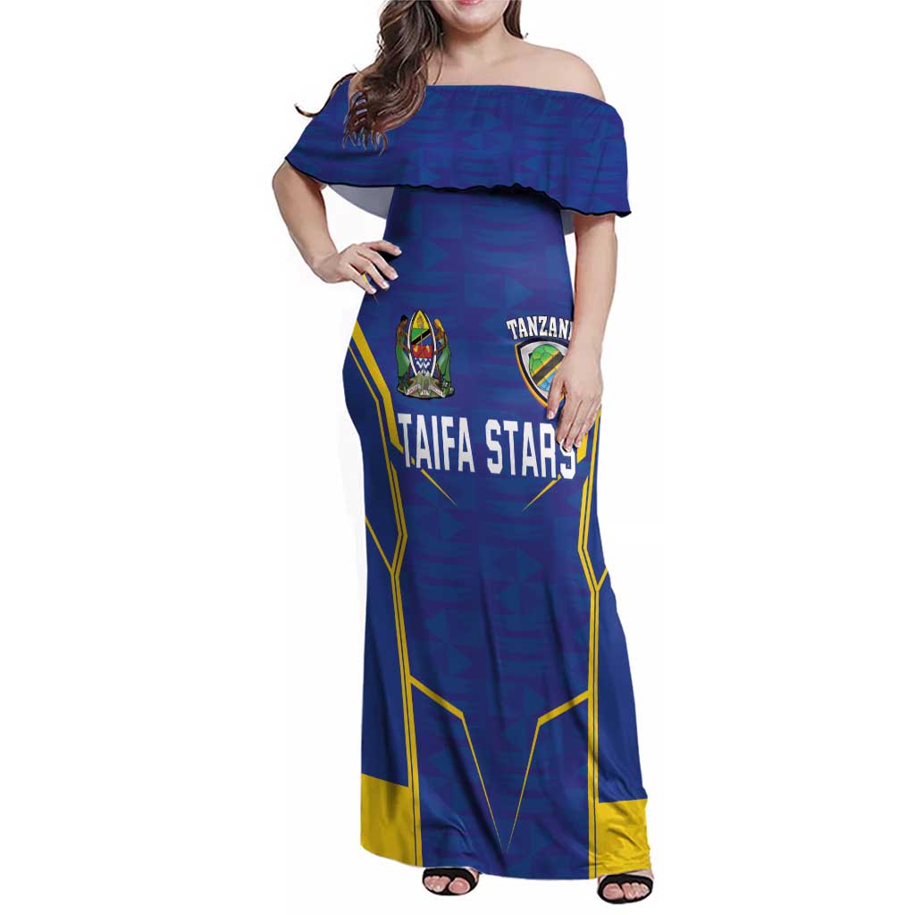 Custom Tanzania Football Family Matching Off Shoulder Maxi Dress and Hawaiian Shirt Taifa Stars Sporty Style - Wonder Print Shop
