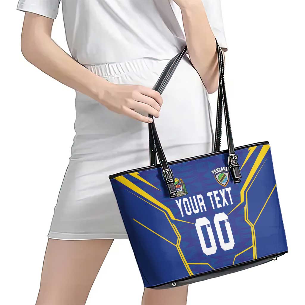 Custom Tanzania Football Leather Tote Bag Taifa Stars Sporty Style - Wonder Print Shop