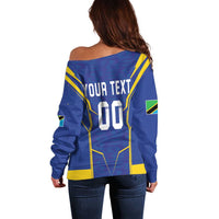 Custom Tanzania Football Off Shoulder Sweater Taifa Stars Sporty Style - Wonder Print Shop