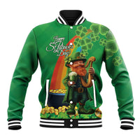Happy Saint Patrick's Day Baseball Jacket Cheerful Leprechaun Irish Harp