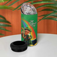 Happy Saint Patrick's Day 4 in 1 Can Cooler Tumbler Cheerful Leprechaun Irish Harp