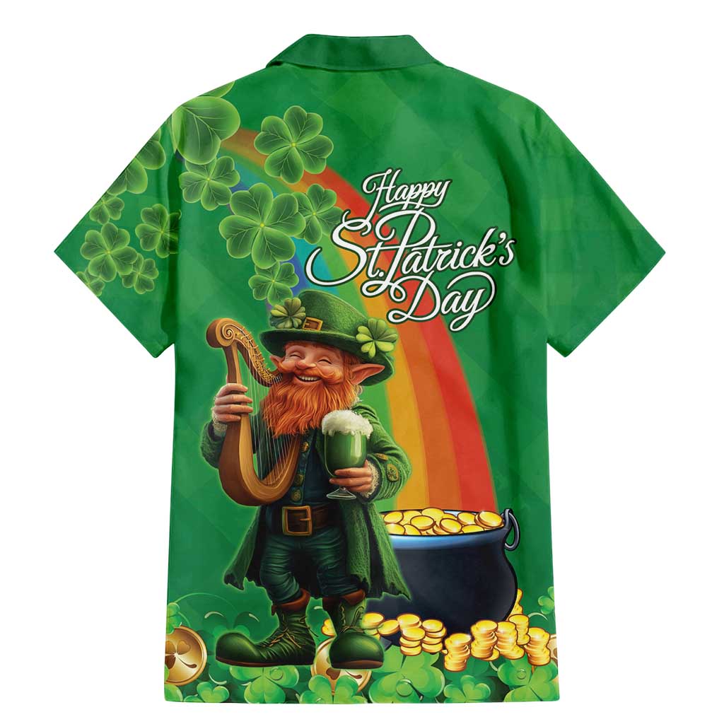 Happy Saint Patrick's Day Family Matching Mermaid Dress and Hawaiian Shirt Cheerful Leprechaun Irish Harp