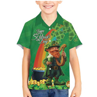 Happy Saint Patrick's Day Family Matching Mermaid Dress and Hawaiian Shirt Cheerful Leprechaun Irish Harp