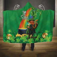 Happy Saint Patrick's Day Hooded Blanket Cheerful Leprechaun Irish Harp