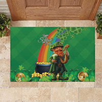 Happy Saint Patrick's Day Rubber Doormat Cheerful Leprechaun Irish Harp