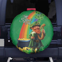 Happy Saint Patrick's Day Spare Tire Cover Cheerful Leprechaun Irish Harp