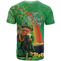 Happy Saint Patrick's Day T Shirt Cheerful Leprechaun Irish Harp