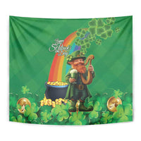 Happy Saint Patrick's Day Tapestry Cheerful Leprechaun Irish Harp