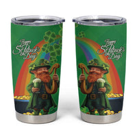 Happy Saint Patrick's Day Tumbler Cup Cheerful Leprechaun Irish Harp