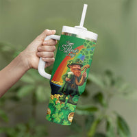 Happy Saint Patrick's Day Tumbler With Handle Cheerful Leprechaun Irish Harp