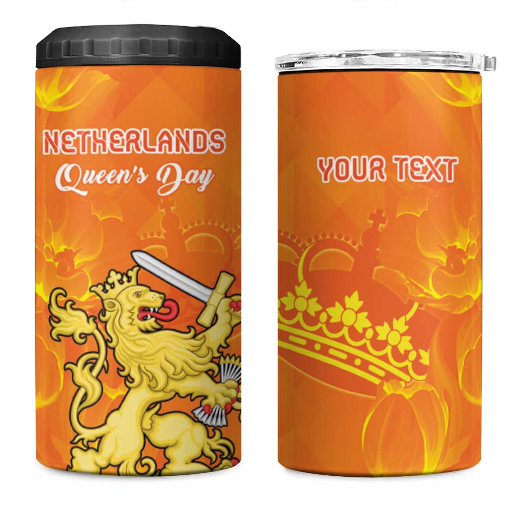 Personalized Netherlands Queen's Day 4 in 1 Can Cooler Tumbler Koninginnedag Royal Crown