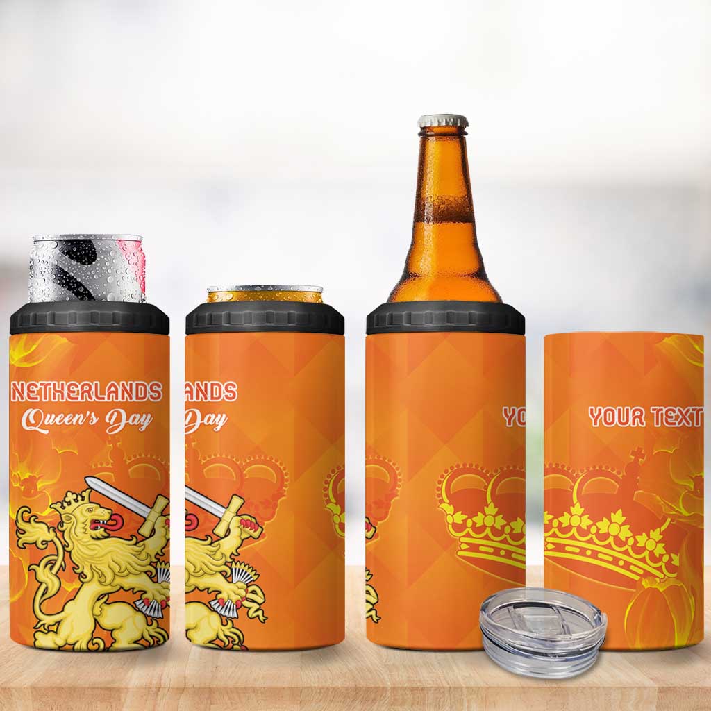 Personalized Netherlands Queen's Day 4 in 1 Can Cooler Tumbler Koninginnedag Royal Crown
