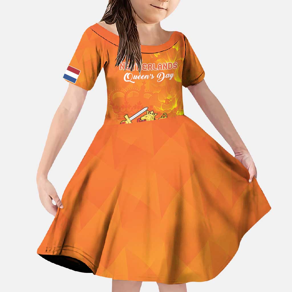 Personalized Netherlands Queen's Day Family Matching Long Sleeve Bodycon Dress and Hawaiian Shirt Koninginnedag Royal Crown