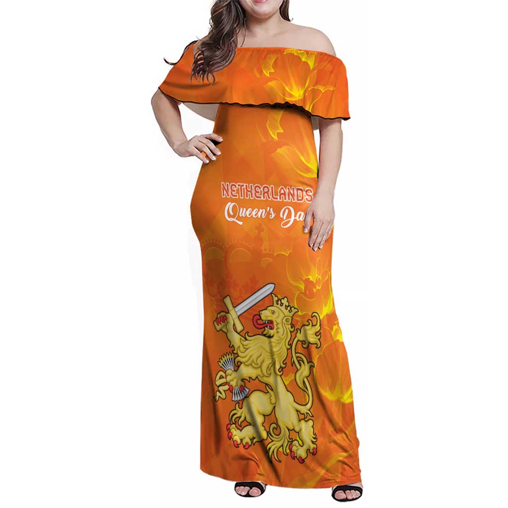 Personalized Netherlands Queen's Day Family Matching Off Shoulder Maxi Dress and Hawaiian Shirt Koninginnedag Royal Crown