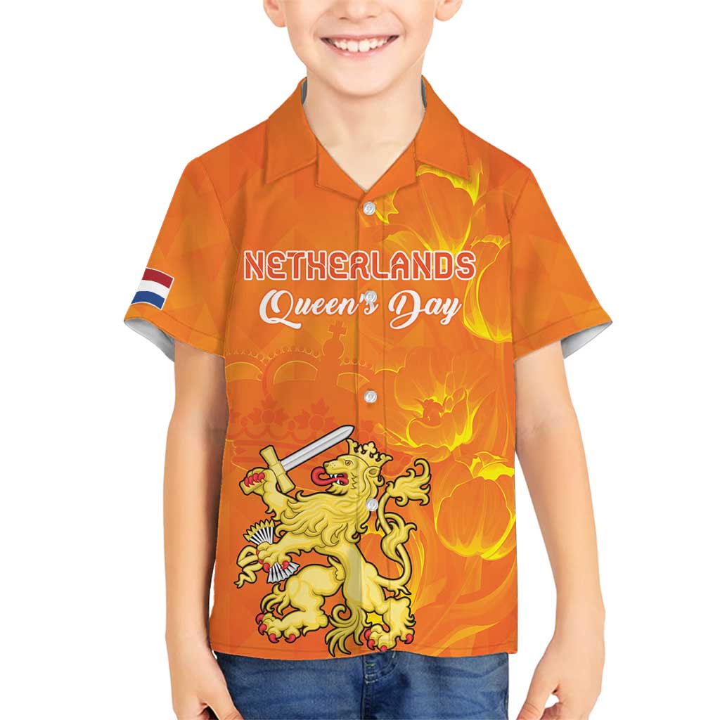 Personalized Netherlands Queen's Day Family Matching Off Shoulder Maxi Dress and Hawaiian Shirt Koninginnedag Royal Crown