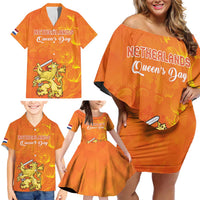 Personalized Netherlands Queen's Day Family Matching Off Shoulder Short Dress and Hawaiian Shirt Koninginnedag Royal Crown