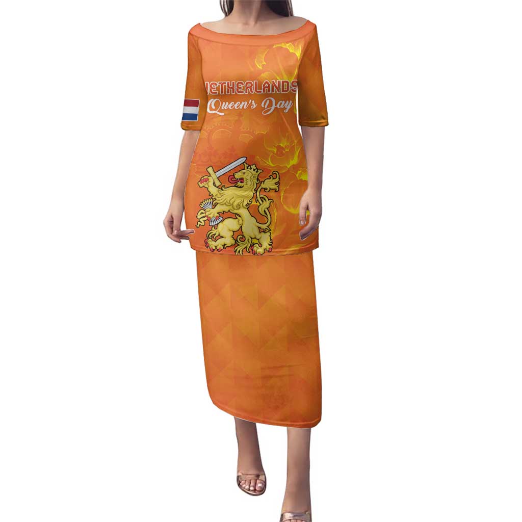 Personalized Netherlands Queen's Day Family Matching Puletasi and Hawaiian Shirt Koninginnedag Royal Crown