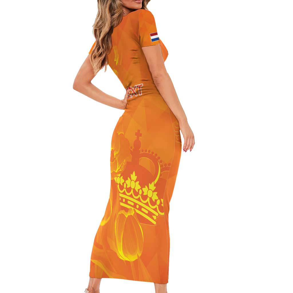 Personalized Netherlands Queen's Day Family Matching Short Sleeve Bodycon Dress and Hawaiian Shirt Koninginnedag Royal Crown